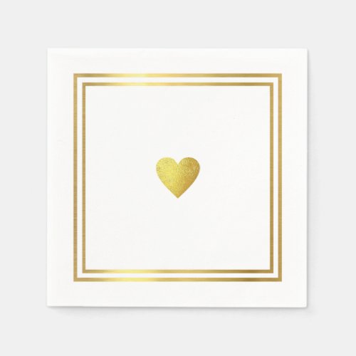 Simple faux gold love heart romantic chic wedding  napkins