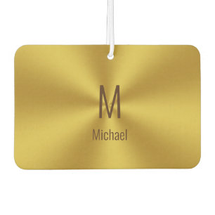 Simple Faux Gold Name and Monogram Air Freshener
