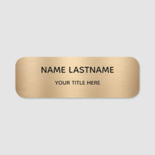 Simple Faux Gold Personalized Safety Pin or Magnet Name Tag