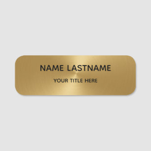 Simple Faux Gold Personalized Safety Pin or Magnet Name Tag