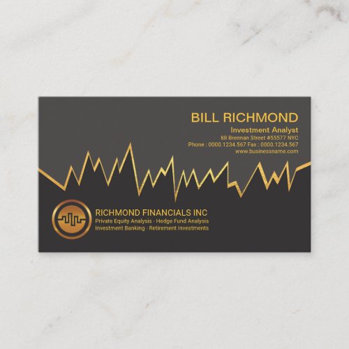 Simple Faux Gold Stock Index Graph Financial Business Card