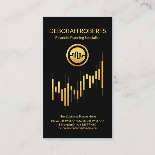 Simple Faux Gold Stock Share Graph Investment Business Card
