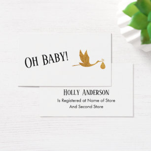 Simple Faux Gold Stork Gift Registry Enclosures