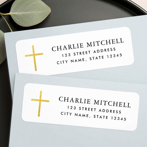 Simple faux golden gradient cross return address label