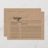 Simple Faux Kraft Bridal Shower Recipe Cards (Front/Back)
