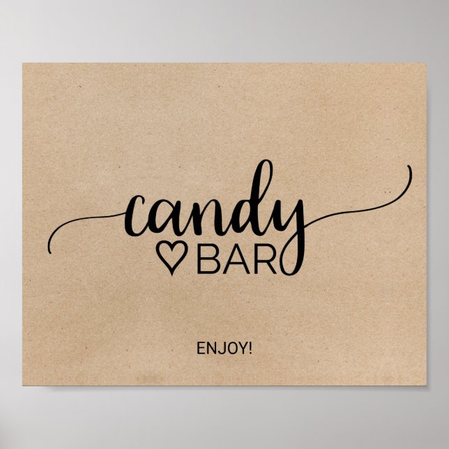 Simple Faux Kraft Calligraphy Candy Bar Sign (Front)
