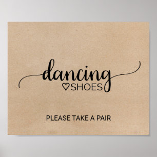 Simple Faux Kraft Calligraphy Dancing Shoes Sign