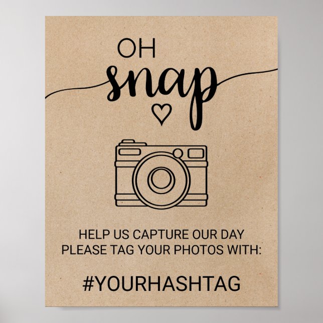 Simple Faux Kraft Calligraphy Oh Snap Sign (Front)