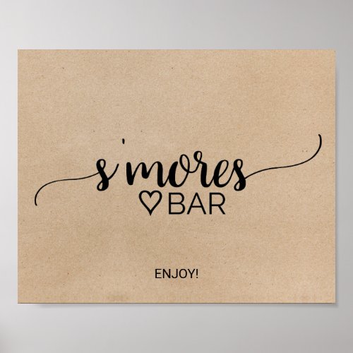 Simple Faux Kraft Calligraphy Smores Bar Sign