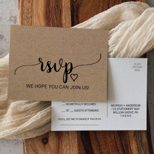 Simple Faux Kraft Calligraphy Song Request RSVP Invitation Postcard