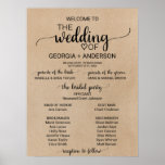 Simple Faux Kraft Calligraphy Wedding Program Poster<br><div class="desc">This simple faux kraft calligraphy wedding program poster is perfect for a rustic wedding. The minimalist design features an elegant brush script font and a lovely feminine heart. Include the name of the bride and groom,  the wedding date and location,  names of the parents and the bridal party.</div>