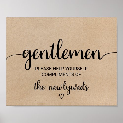 Simple Faux Kraft Gentlemen Bathroom Sign