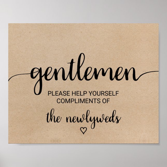 Simple Faux Kraft Gentlemen Bathroom Sign (Front)