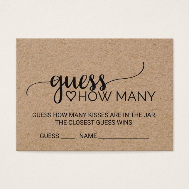 Simple Faux Kraft Guess How Many Kisses Cards (Front)