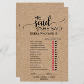 Simple Faux Kraft He Said She Said Game (Front/Back)