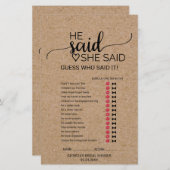 Simple Faux Kraft He Said She Said Game (Front/Back)