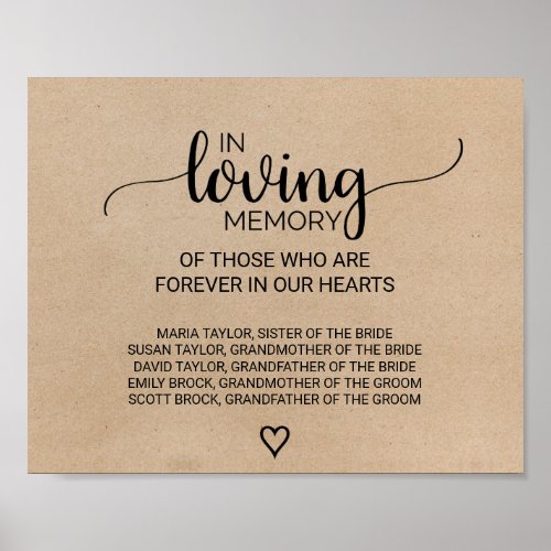 Simple Faux Kraft In Loving Memory Sign