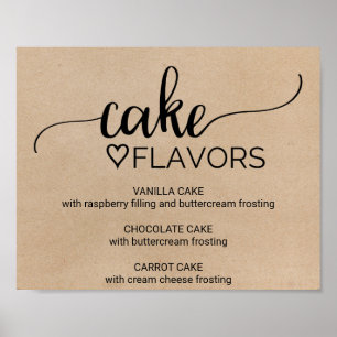 Simple Faux Kraft Wedding Cake Flavors Sign
