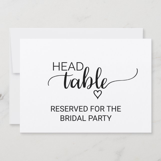 Simple Faux Kraft Wedding Head Table Sign Invitation (Front)