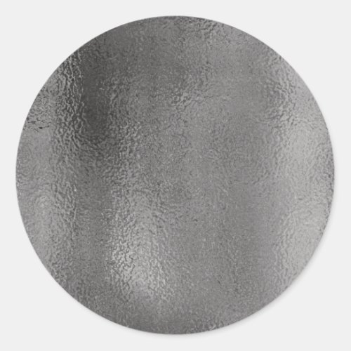 Simple Faux Metallic Silver Classic Round Sticker