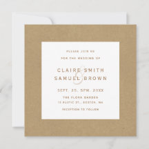 Simple Faux Rustic Kraft Wedding Square Photo