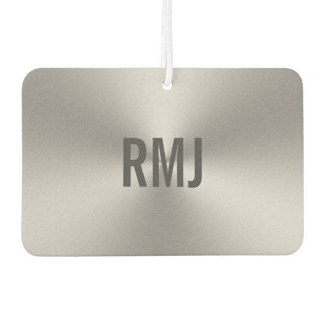 Simple Faux Silver Gray Monogram Air Freshener (Front)