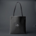 Simple Favor Bridesmaid Monogram Black  Tote Bag<br><div class="desc">Monogram Tote.  Bridesmaid gift.  favor.  Black Background.  Grey monogram.</div>
