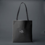 Simple Favor Bridesmaid Monogram Black  Tote Bag<br><div class="desc">Monogram Tote.  Bridesmaid gift.  favor.  Black Background.  Grey monogram.</div>