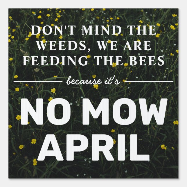 Simple Feeding the Bees No Mow Spring Yard Sign (Front)