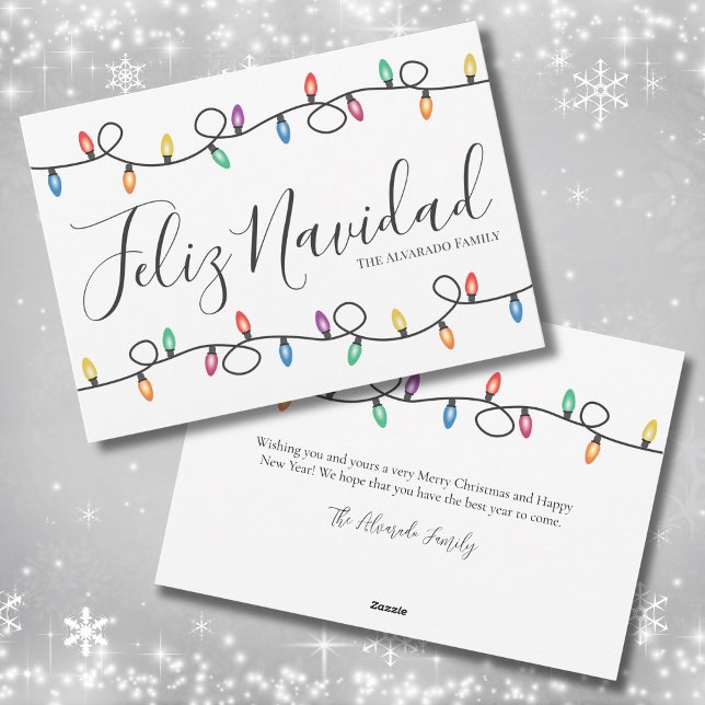 Simple Feliz Navidad Christmas Card (Simple Lights Feliz Navidad Christmas Card )