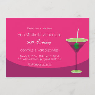 Simple Feminine Chic Pink Cocktail Party Invitation