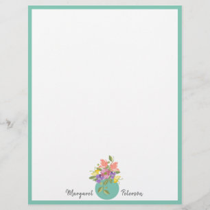 Simple Feminine Flowers Personalized Letterhead
