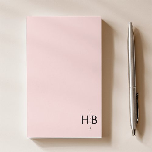 Simple Feminine Pink  Black Initial Monogram Post_it Notes