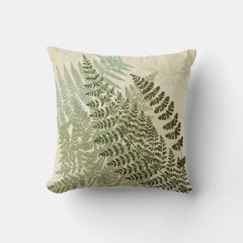 Simple Ferns Leaves Layered Throw Pillow