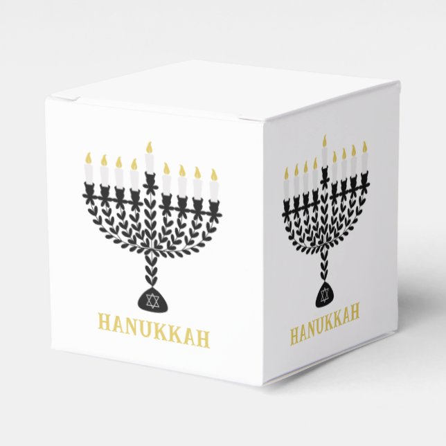 Simple Festival of Lights Menorah Hanukkah  Favor Boxes (Front Side)