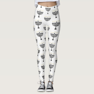 Simple Festival of Lights Menorah Hanukkah Leggings