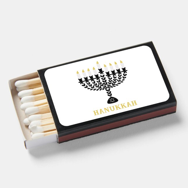 Simple Festival of Lights Menorah Hanukkah  Matchboxes (Front Open)