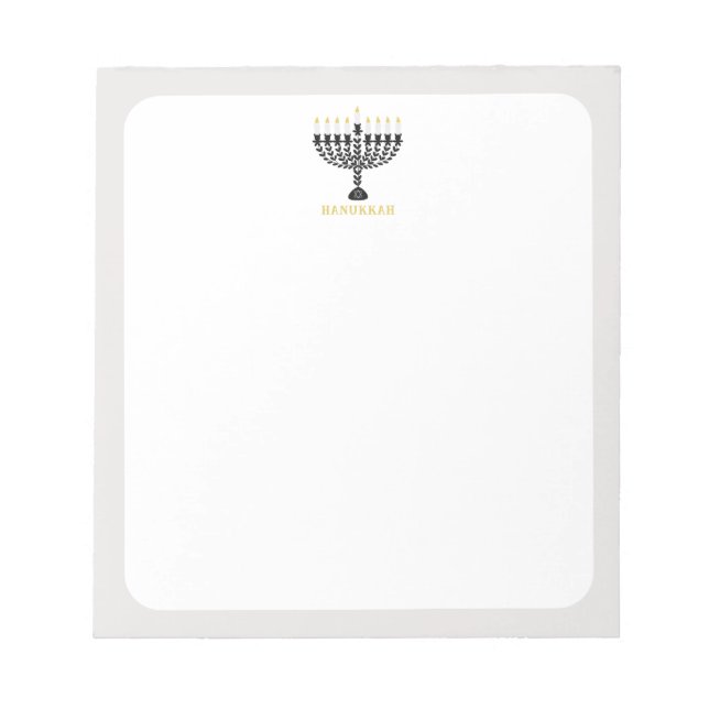 Simple Festival of Lights Menorah Hanukkah  Notepad (Front)