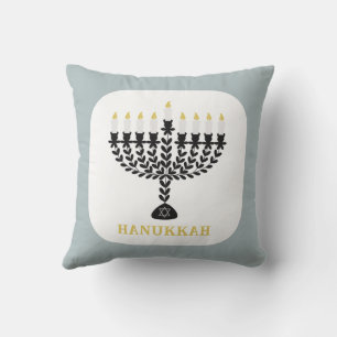 Simple Festival of Lights Menorah Hanukkah Throw Pillow