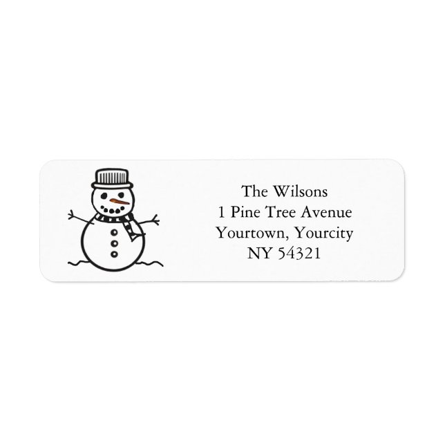 Simple Festive Fun Cute Winter Snowman Christmas Label (Front)