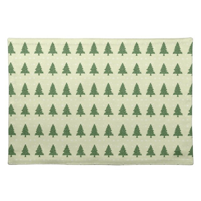 Simple Festive Green Tree Pattern Cloth Placemat (Front)