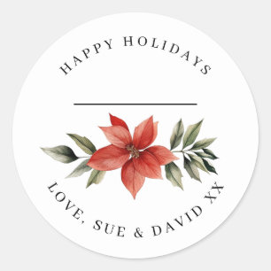 Simple Festive Happy Holidays CUSTOM Name Classic Round Sticker