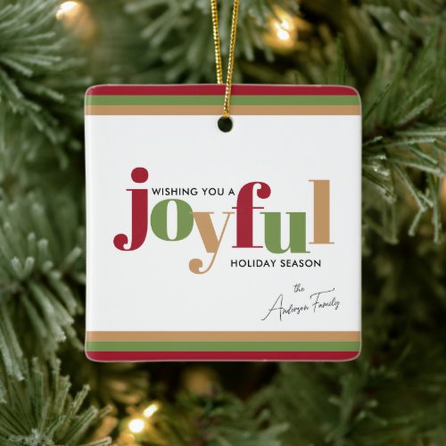 Simple Festive Joyful Christmas Ceramic Ornament