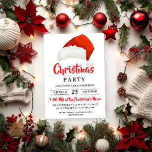 Simple Festive Santa Hat Christmas Party Invitation