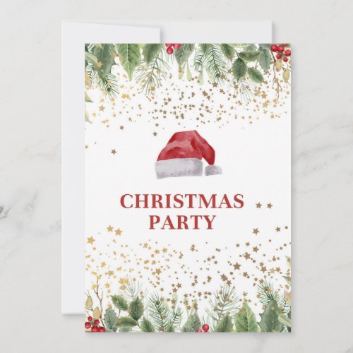 Simple Festive Santas Hat Christmas Party Invitati Invitation