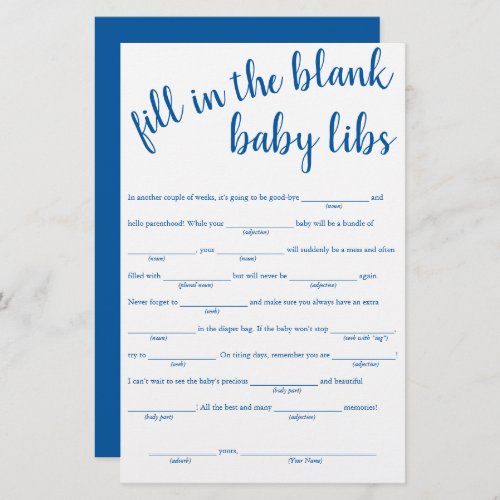 Simple Fill in the Blanks  French Blue Baby Game
