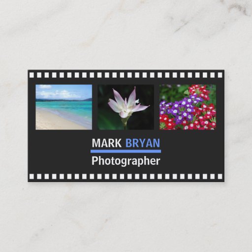 Customizable Simple Film Strip Background for Photographer Business Card