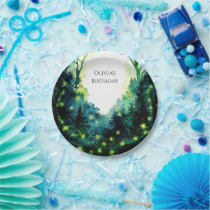 Simple Firefly Woodland Birthday Paper Plates