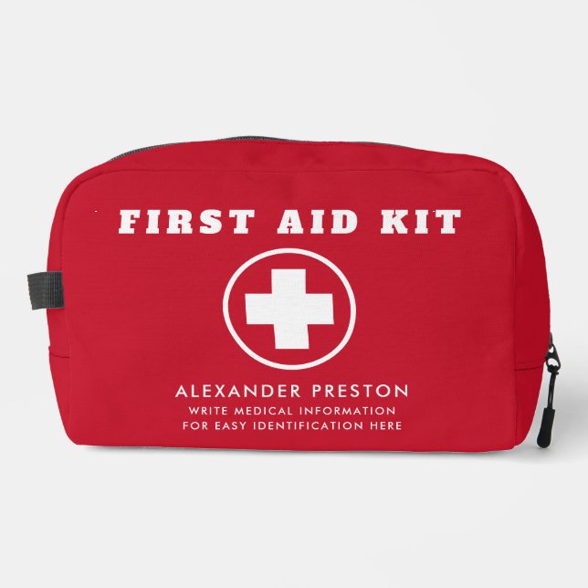 Simple First Aid Red Cross Medical Safety Travel Dopp Kit (Front)