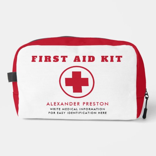 Simple First Aid White And Red Cross Health Travel Dopp Kit